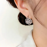 Zircon Hollow Out Rose Flower Earrings for Women