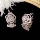 Zircon Hollow Out Rose Flower Earrings for Women