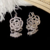Zircon Hollow Out Rose Flower Earrings for Women