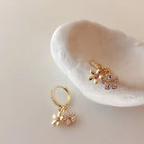 Micro Pave Zirconia Flower Hoop Earrings Delicate Jewelry