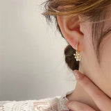 Micro Pave Zirconia Flower Hoop Earrings Delicate Jewelry