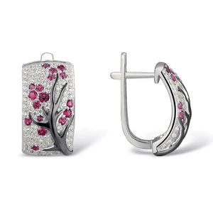 Zircon Clip On Tree Branch Earrings 925 Silver