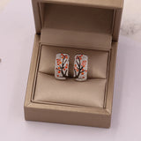 Zircon Clip On Tree Branch Earrings 925 Silver