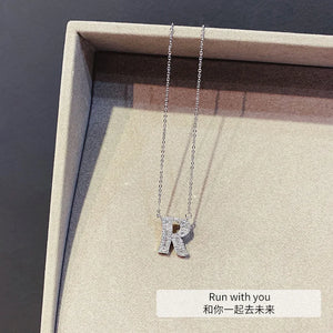 Micro Zircon Zirconium Stone Letters Necklace Woman Tide Niche Clavicle Chain
