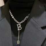 Zirconia Copper Letter B Pendant Necklace Classic Jewelry