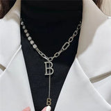 Zirconia Copper Letter B Pendant Necklace Classic Jewelry