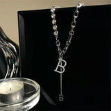 Zirconia Copper Letter B Pendant Necklace Classic Jewelry