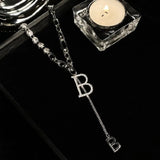 Zirconia Copper Letter B Pendant Necklace Classic Jewelry