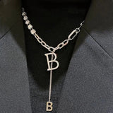 Zirconia Copper Letter B Pendant Necklace Classic Jewelry