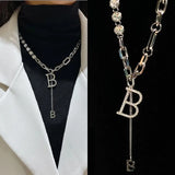 Zirconia Copper Letter B Pendant Necklace Classic Jewelry