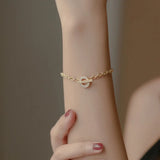 Micro-inlaid Copper OT Button Letter Woman Bracelet Female Tide