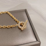 Micro-inlaid Copper OT Button Letter Woman Bracelet Female Tide