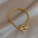 Micro-inlaid Copper OT Button Letter Woman Bracelet Female Tide