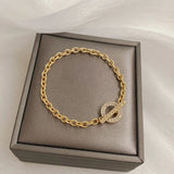 Micro-inlaid Copper OT Button Letter Woman Bracelet Female Tide