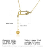 Diamond Paper Clip Sterling Silver Necklace with Tassel Chain