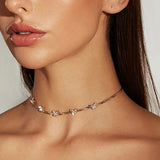 Micro Inlaid Geometric Necklace Short Snake Bone Chain Small Butterfly Necklace