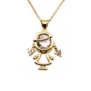 Zircon Couple Pendant Necklace Boys Girls DIY Jewelry