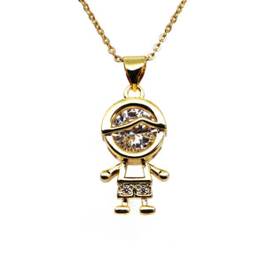 Zircon Couple Pendant Necklace Boys Girls DIY Jewelry