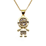Zircon Couple Pendant Necklace Boys Girls DIY Jewelry
