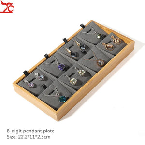 Bamboo Wood Pendant Jewelry Tray Earrings Bracelet Display
