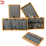 Bamboo Wood Pendant Jewelry Tray Earrings Bracelet Display