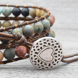 Milangirl Bohemia 6MM Matte Stone Wrap Leather Bracelets
