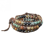Milangirl Bohemia 6MM Matte Stone Wrap Leather Bracelets