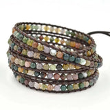 Milangirl Bohemia Jewelry Bracelets Matte Stone Wrap Leather Vintage 3 Strands