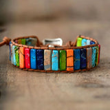 Milangirl Chakra Bracelet Natural Stone Leather Wrap Couples Bracelets