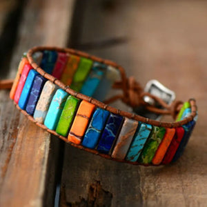 Milangirl Chakra Bracelet Natural Stone Leather Wrap Couples Bracelets