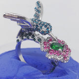 Milangirl Crystal Rhinestone Bird Flower Ring Wedding Jewelry