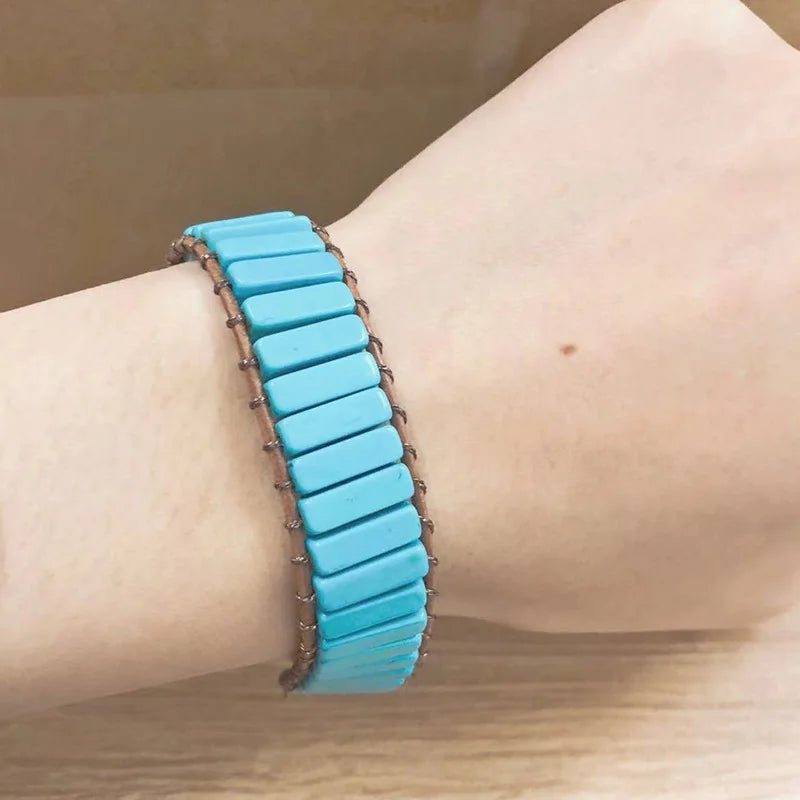 Bohemian Natural Stone Charm Bracelet Bangles