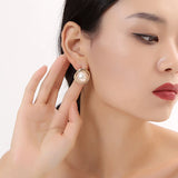 Mabe Pearl Clip Earrings Geometric Round Ear Clips