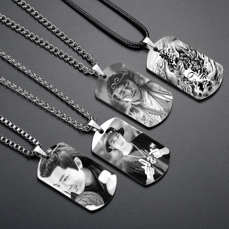 Military Army ID Dog Tags Tungsten Steel Name Necklace