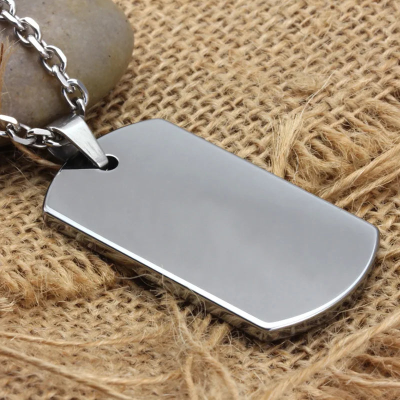 Military Army ID Dog Tags Tungsten Steel Name Necklace