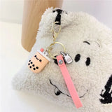 Milk Tea Cup Hanging Rope Keychain Wristlet Key Ring for Bag Hanging
