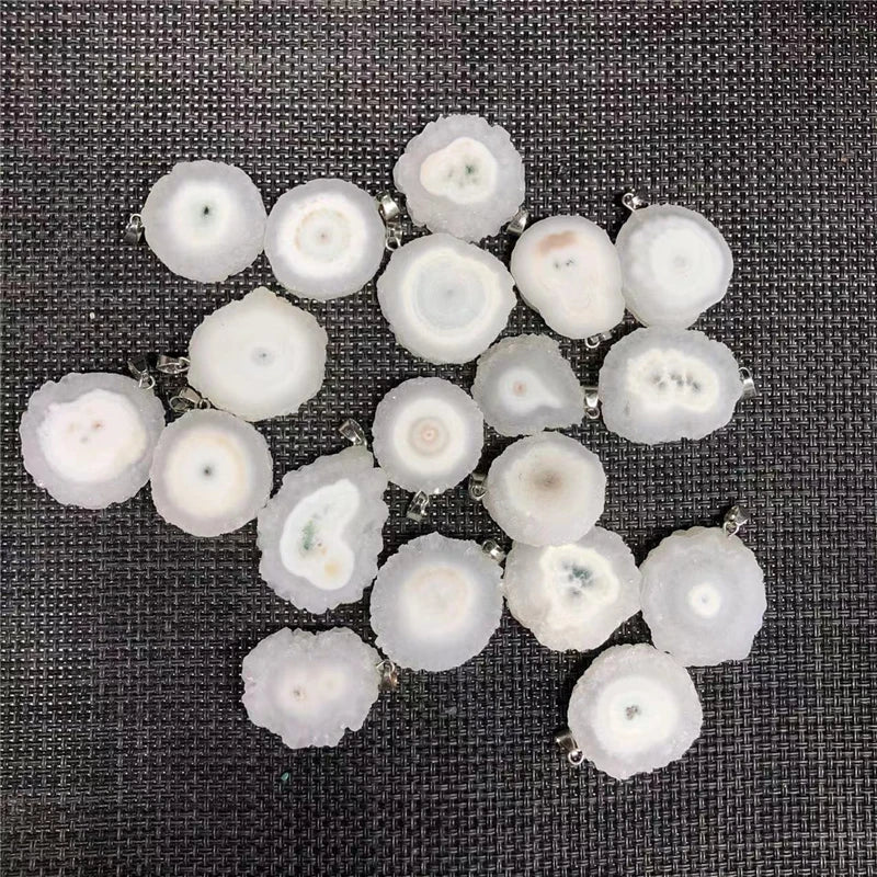 Milky Agates Slice Pendant Natural Crystal Agates Quartz Pendants