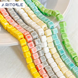 Milky ceramic square beads for DIY jewelry making
