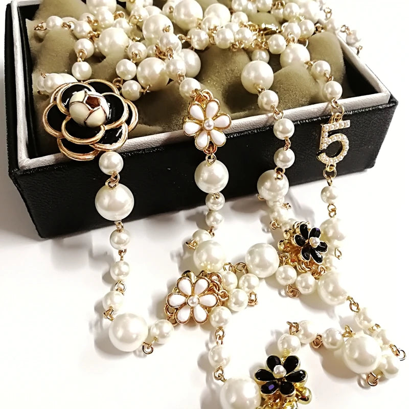 Mimiyagu Double Layer Pearl Necklace Elegant Party Jewelry
