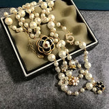 Mimiyagu Double Layer Pearl Necklace Elegant Party Jewelry