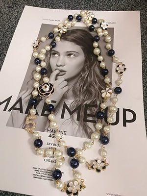 Colorful Pearl Camellia Necklace for Women