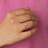 Tiny Heart CZ Flower Ring for Women Girls