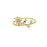 Tiny Heart CZ Flower Ring for Women Girls