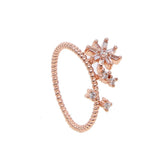 Tiny Heart CZ Flower Ring for Women Girls