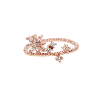 Tiny Heart CZ Flower Ring for Women Girls