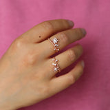 Tiny Heart CZ Flower Ring for Women Girls