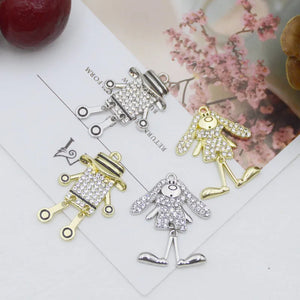 20pcs/lot Cartoon Animals Rabbit/Robot Alloy Charms DIY Jewelry Earring/Keychain