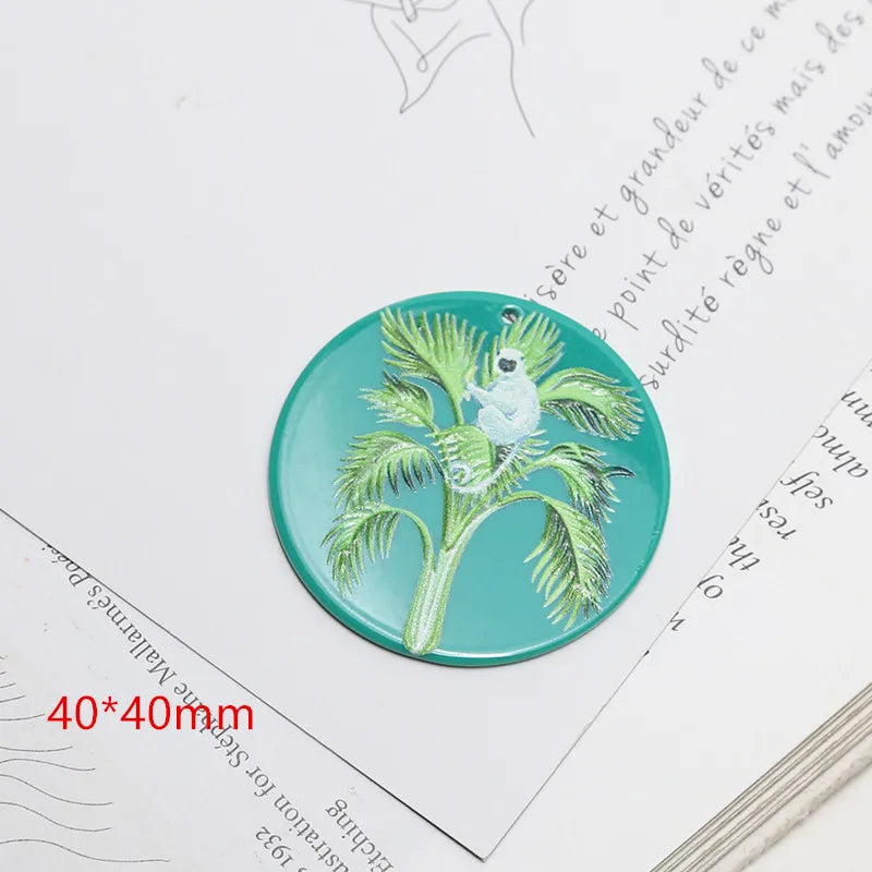 30pcs Plant Animal Print Acrylic Beads DIY Jewelry Earring Accessory