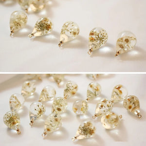 Dried Flowers Resin Bead Charms DIY Jewelry Earring Pendant Accessory