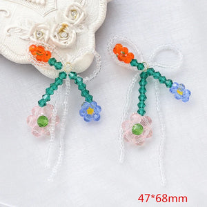 Glass Beads Flower Charms DIY Earring Accessory Lot of 10pcs